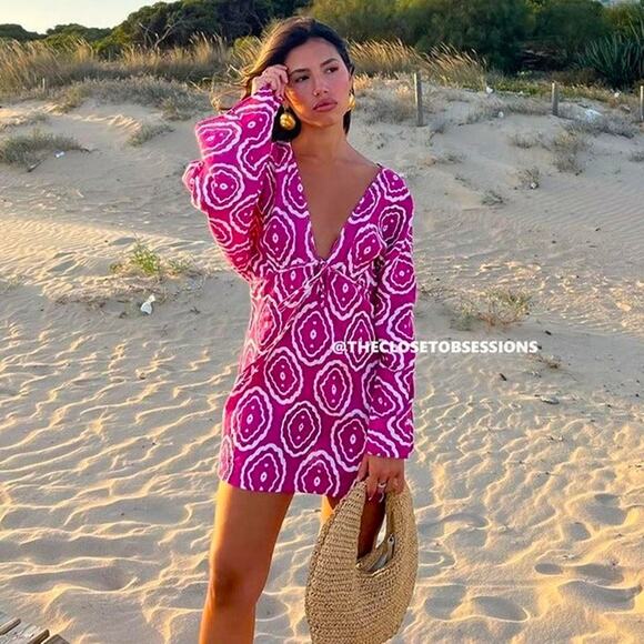 ZARA V-Neck Short Dress NWT - Picture 2 of 16